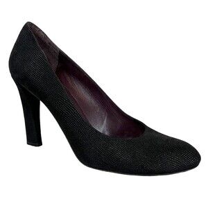 Stuart Weisman Black Textured Leather Pumps Size 8.5 Spain Officecore Career